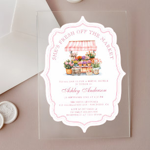 Sie ist frisch vom Brautparty des Marktes Acryleinladungen