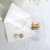 Sie ist frisch vom Brautparty des Marktes angekomm Acryleinladungen