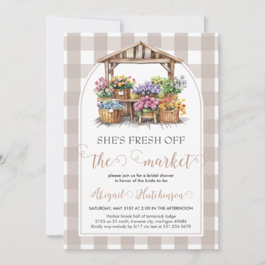 Sie ist frisch vom Brautparty des Marktes Einladung (Vorderseite)