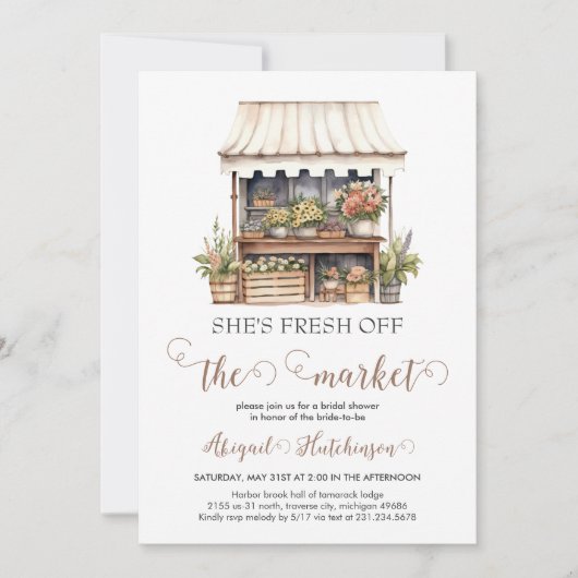 Sie ist frisch vom Brautparty des Marktes Einladung (Vorderseite)