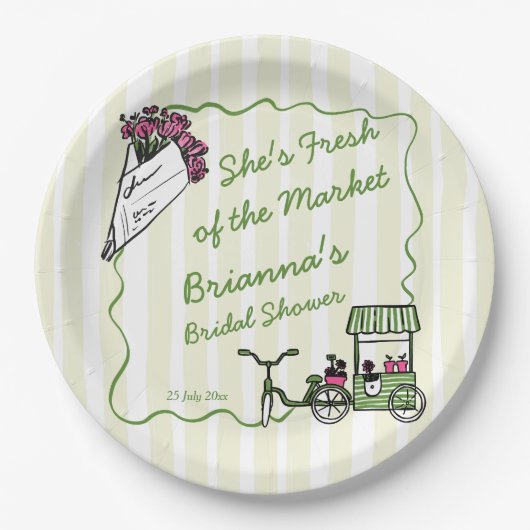 Sie ist frisch vom Brautparty des Marktes Pappteller (Vorderseite)