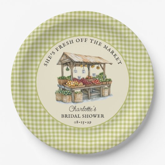 Sie ist frisch vom Brautparty des Marktes Pappteller (Vorderseite)