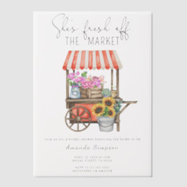 Sie ist frisch vom Markt Blume Brautparty Pergament Einladungen