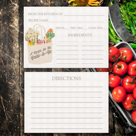 Sie ist frisch vom Markt Brautparty Rezept Begleitkarte