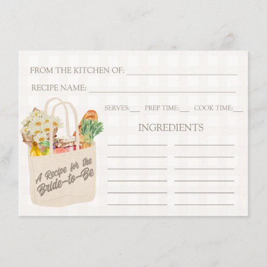 Sie ist frisch vom Markt Brautparty Rezept Begleitkarte (Vorderseite)