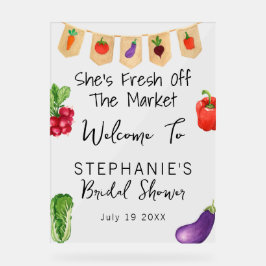 Sie ist frisch vom Markt Brautparty Willkommen Acrylschild