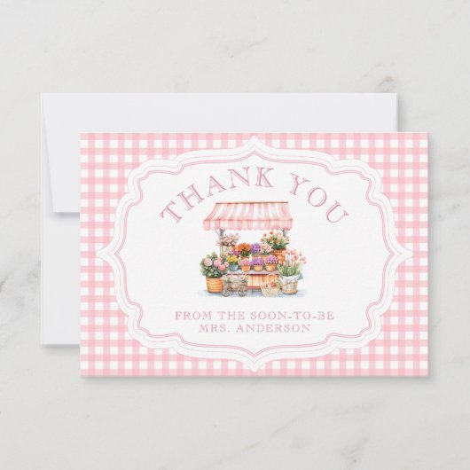 Sie ist frisch vom Markt, das Brautparty der Blume Dankeskarte (Vorderseite)