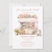 Sie ist frisch vom Markt, das Brautparty der Blume Einladung (Vorderseite)