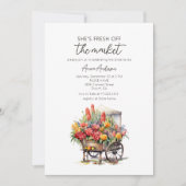 Sie ist frisch vom Markt, das Brautparty der Blume Einladung (Vorderseite)