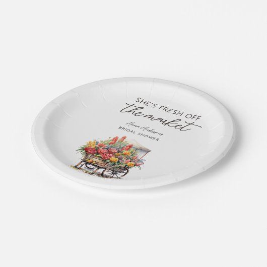 Sie ist frisch vom Markt, das Brautparty der Blume Pappteller (Schrägansicht)