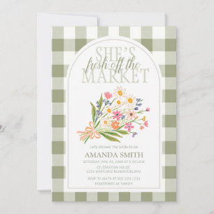 Sie ist frisch vom Markt Floral Sage Gingham Einladung