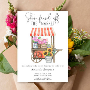 Sie ist frisch vom Markt Flower Brautparty Einladung