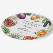 Sie ist frisch vom Markt Gingham-Brautdusche Pappteller (Schrägansicht)