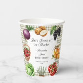 Sie ist frisch vom Markt Gingham-Brautparty Pappbecher (Rückseite)