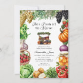 Sie ist frisch vom Markt Karo-Junggesellinnen-Absc Einladung (Vorderseite)