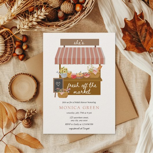 Sie ist frisch vom Markt Niedliches Brautparty Einladung