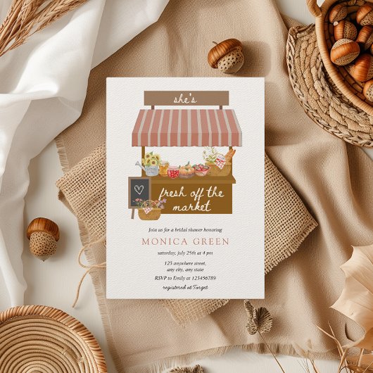 Sie ist frisch vom Markt Niedliches Brautparty Einladung