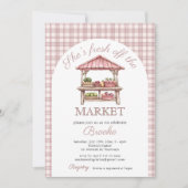 Sie ist frisch vom Markt pinkfarbenes Brautparty Einladung (Vorderseite)