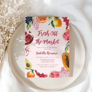 Sie ist frisch vom Markt Rosa Brautparty Einladung