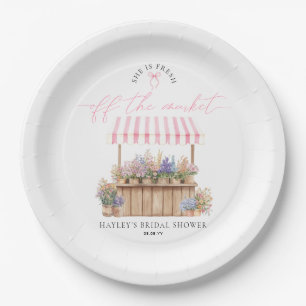 Sie ist frisch vom Markt Rosa Brautparty Pappteller