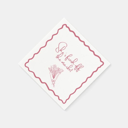 "Sie ist frisch vom Markt" Serviette (Ecke)