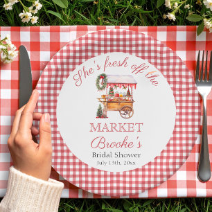 Sie ist frisch vom Markt Weihnachten Brautdusche Pappteller