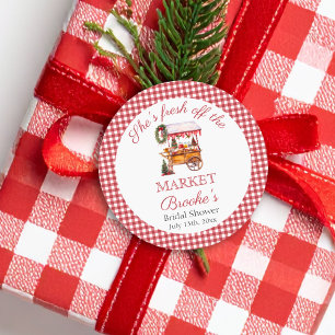 Sie ist frisch vom Markt Weihnachten Brautdusche Runder Aufkleber