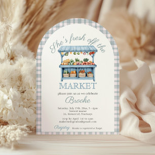 Sie ist frisch vom Marktblauen Brautparty Einladung