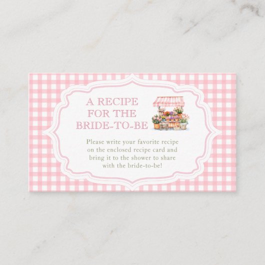 Sie ist frisch vom Marktrezept für die Braut Begleitkarte (Vorderseite)