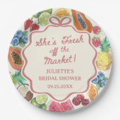 Sie ist frisch vom Obst-Brautparty Pappteller (Vorderseite)