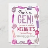 Sie ist Gem Geology Rock Birthday Einladung (Vorne/Hinten)