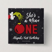 Sie ist Gemein | Grinch Birthday Button (Vorderseite)