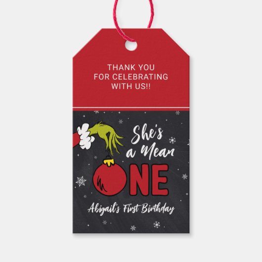 Sie ist Gemein | Grinch Birthday Favor Geschenkanhänger (Vorderseite)