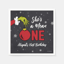 Sie ist Gemein | Grinch Chalkboard Geburtstag Serviette