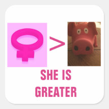 SIE IST GRÖSSERE SQUARE-STICKER