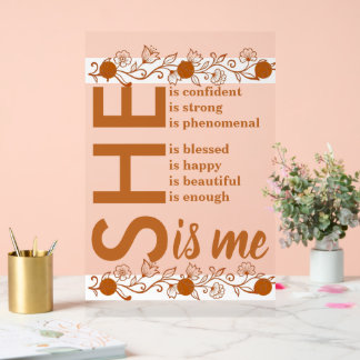 Sie Ist Ich Selbstbewusst Stark Phänomenal Floral Acrylschild