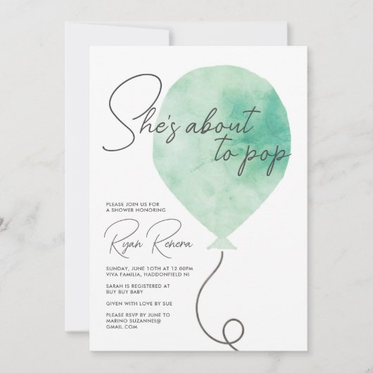 Sie ist im Begriff, Pop Baby Shower Invite Einladung (Vorderseite)