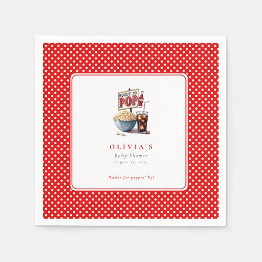 Sie ist im Begriff, Pop Popcorn Pop Soda Baby Show Serviette (Vorderseite)