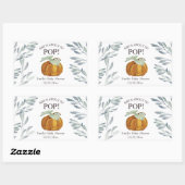Sie ist im Begriff, Pop Pumpkin Baby Shower Label Rechteckiger Aufkleber (Blatt)