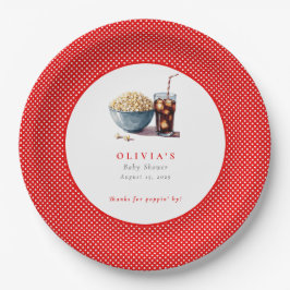 Sie ist im Begriff, Popcorn Soda Baby Shower Pop Pappteller