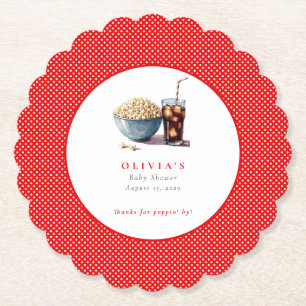 Sie ist im Begriff, Popcorn Soda Baby Shower Pop Untersetzer