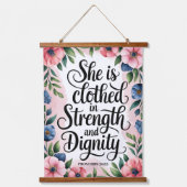 Sie ist in einer Christlichen Frauenmauer verkleid Wandteppich Mit Holzrahmen (Vorderseite)