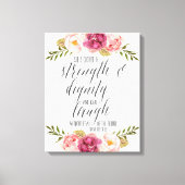 Sie ist in Kraft und Würde verkleidet | Schrift Leinwanddruck (Vorderseite)