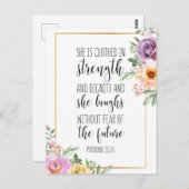 Sie ist in Stärke verkleidet, Sprichwörter 31:25 Postkarte (Vorne/Hinten)