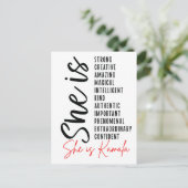 Sie ist Kamala, eine kreative phantastische Zauber Postkarte (Stehend Vorderseite)