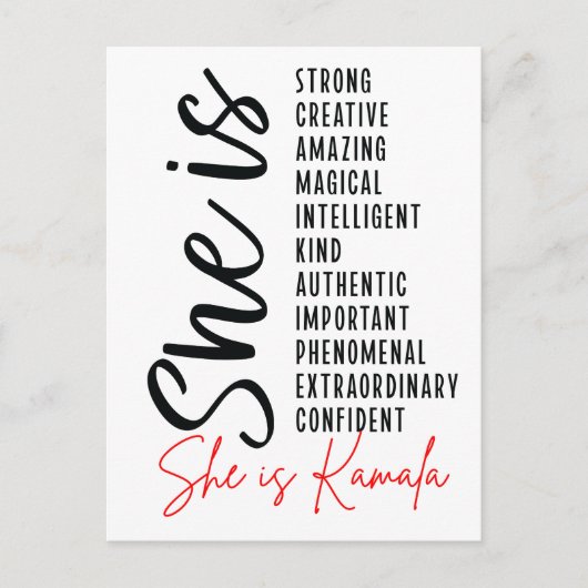 Sie ist Kamala, eine kreative phantastische Zauber Postkarte (Vorderseite)