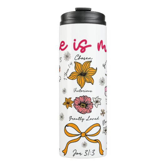 Sie ist Mama Blumenbejahung Schrift Art Thermosbecher (Vorderseite)