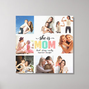 Sie ist Mama Foto Collage Gespannte Leinwanddruck
