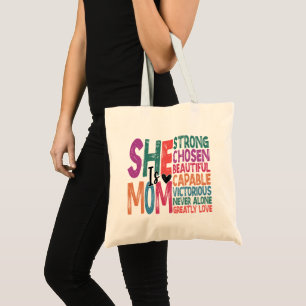 Sie ist Mama gesegnete Mama Retro Zitat Muttertag Tragetasche