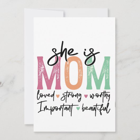 Sie ist Mama: Loved, Strong, Worthy, Importy, Beau Einladung (Vorderseite)